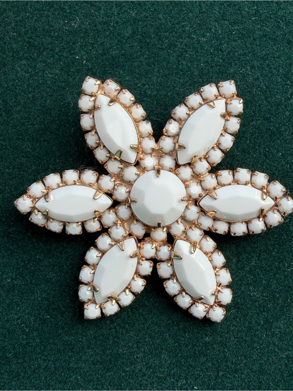 VTG Milk Glass Floral Brooch